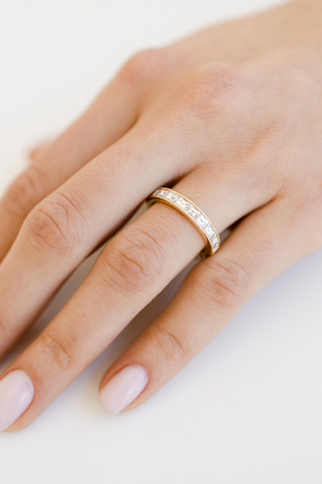 East West Baguette Channel Set Diamond 3/4 Eternity Band