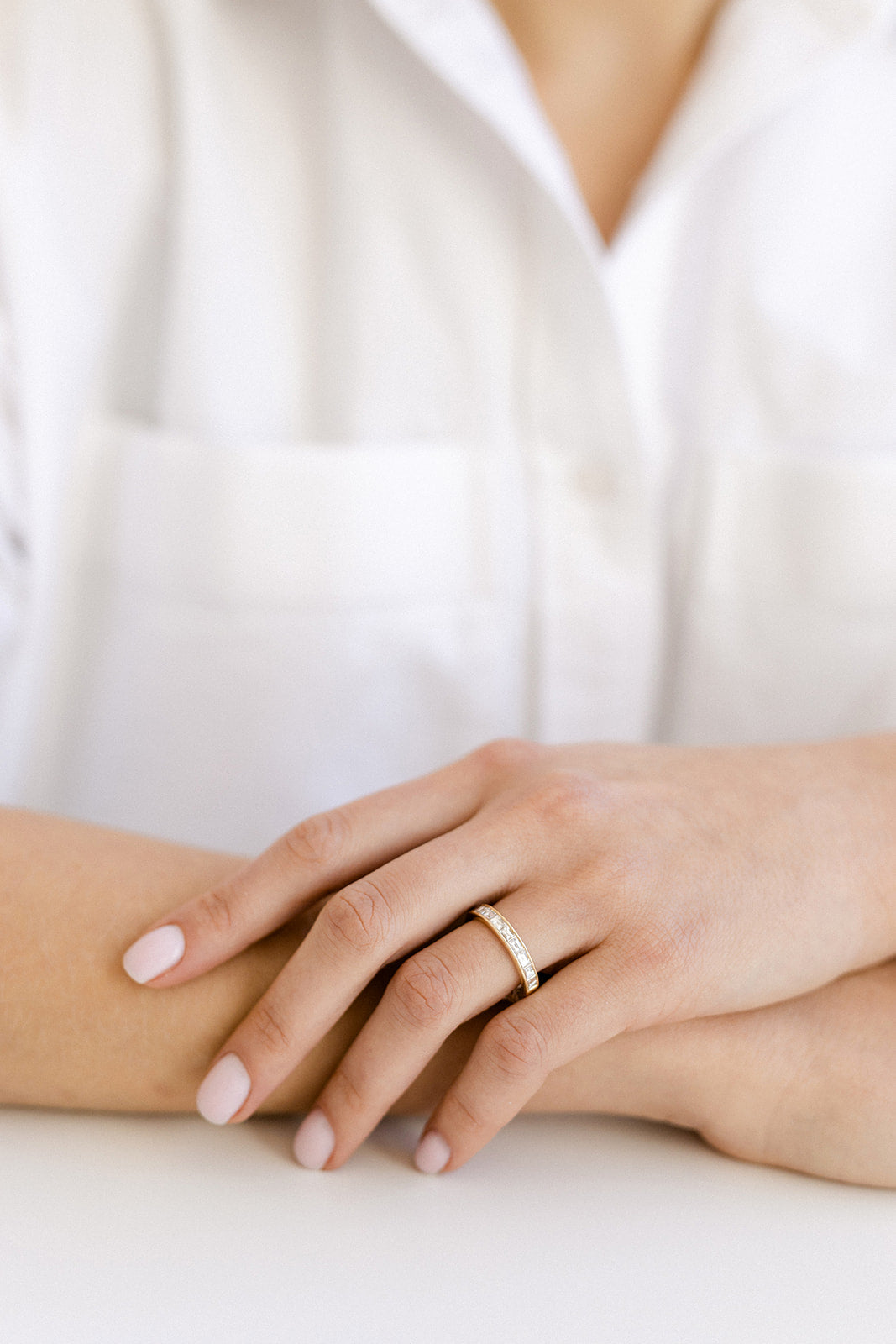 East West Baguette Channel Set Diamond 3/4 Eternity Band