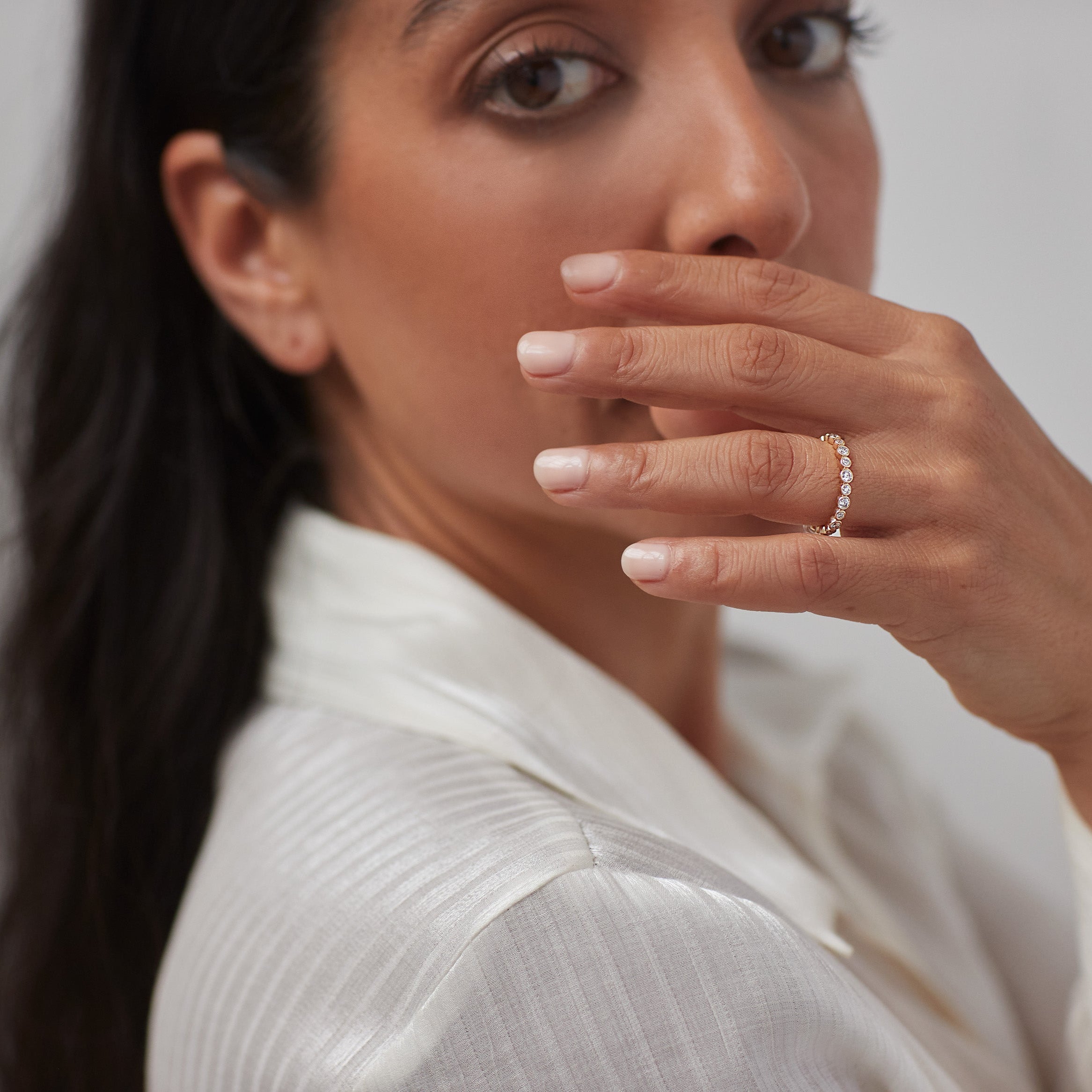 Large & Small Diamond Bezel Eternity Band