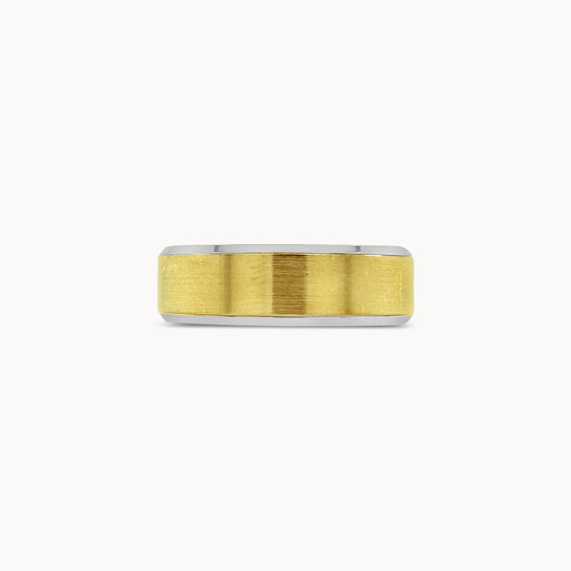 18k Yellow Gold & Platinum Beveled Band