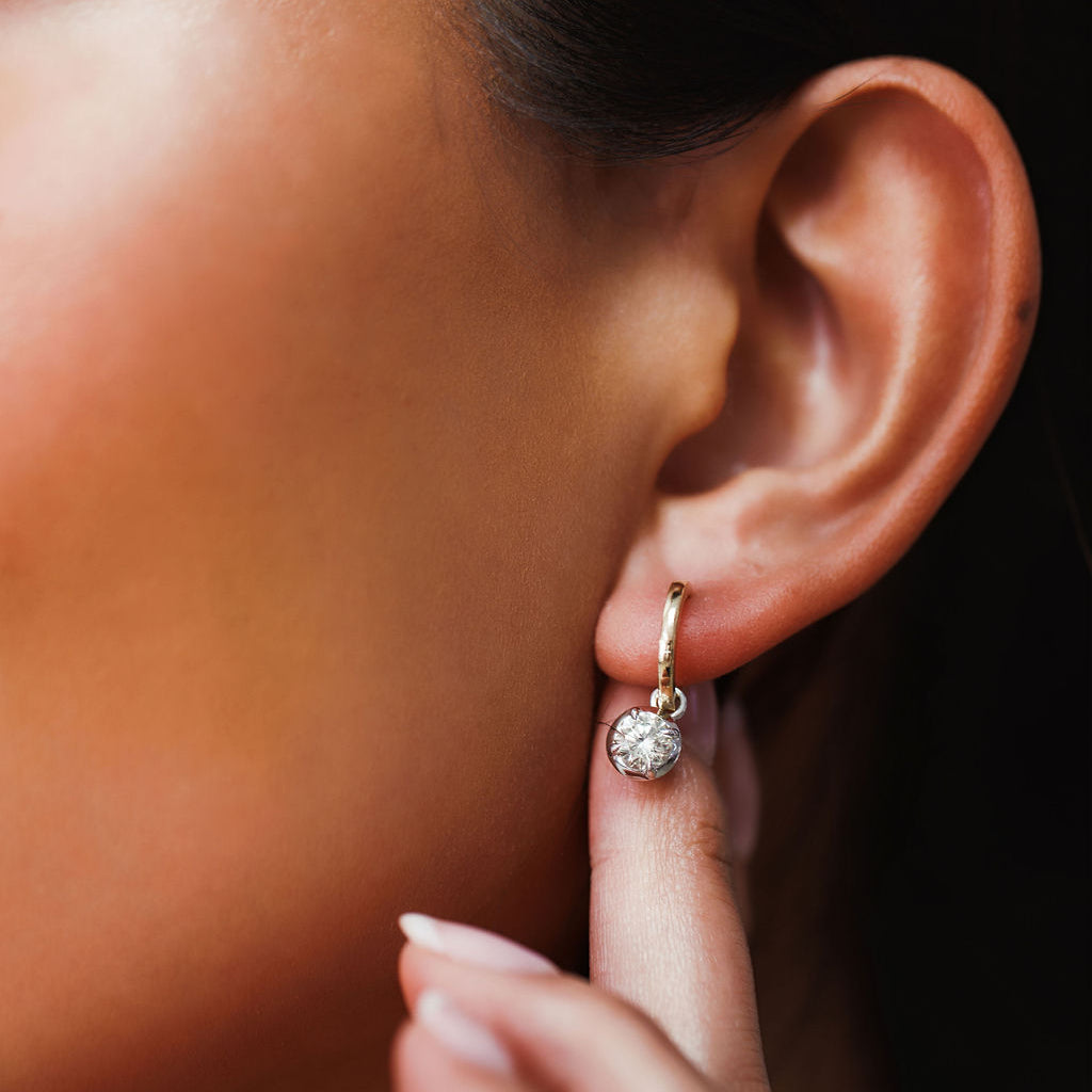 Georgian Diamond Dangle Hoop Earrings