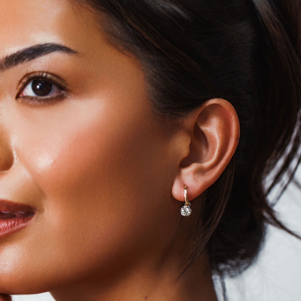 Georgian Diamond Dangle Hoop Earrings