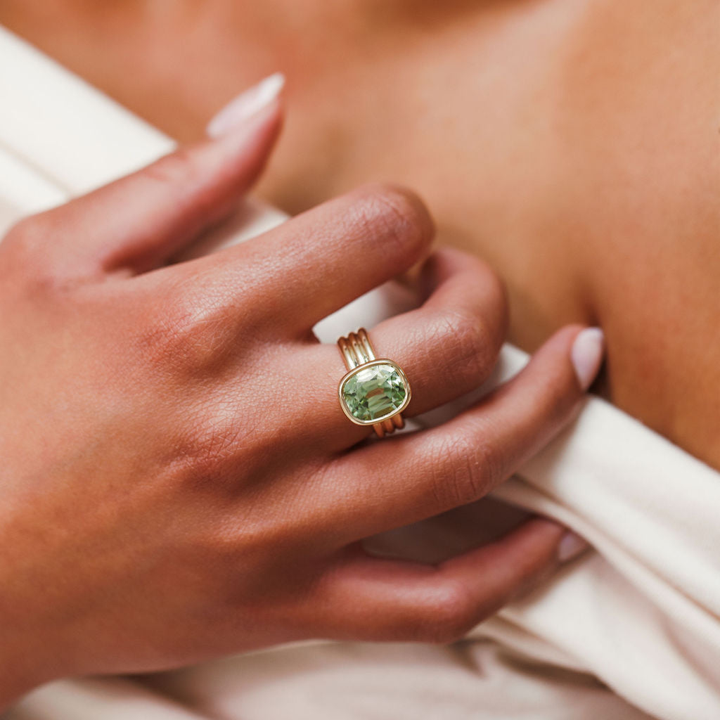 Mint Tourmaline Bezel Ring