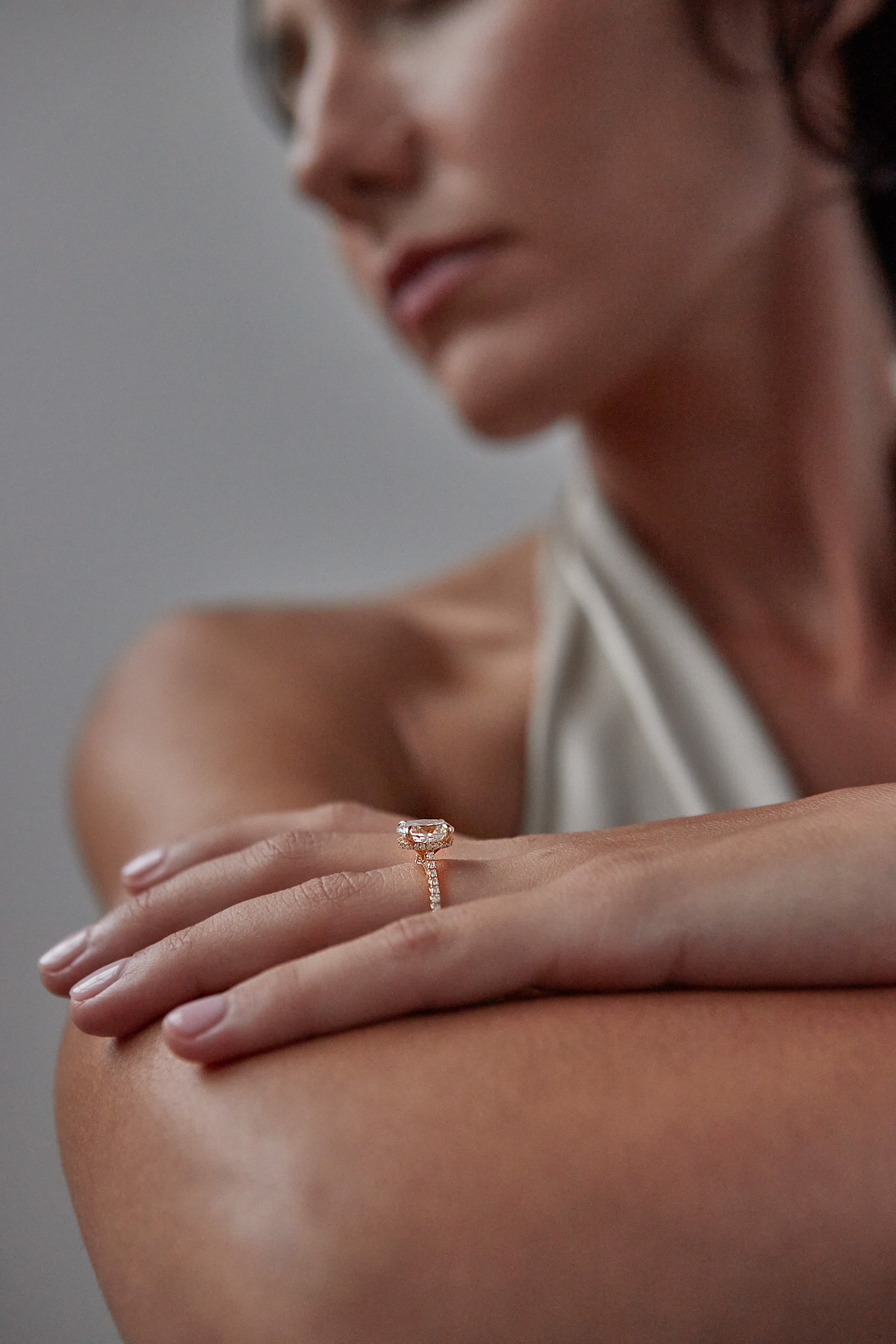 Oval Hidden Halo Pavé Diamond Engagement Ring