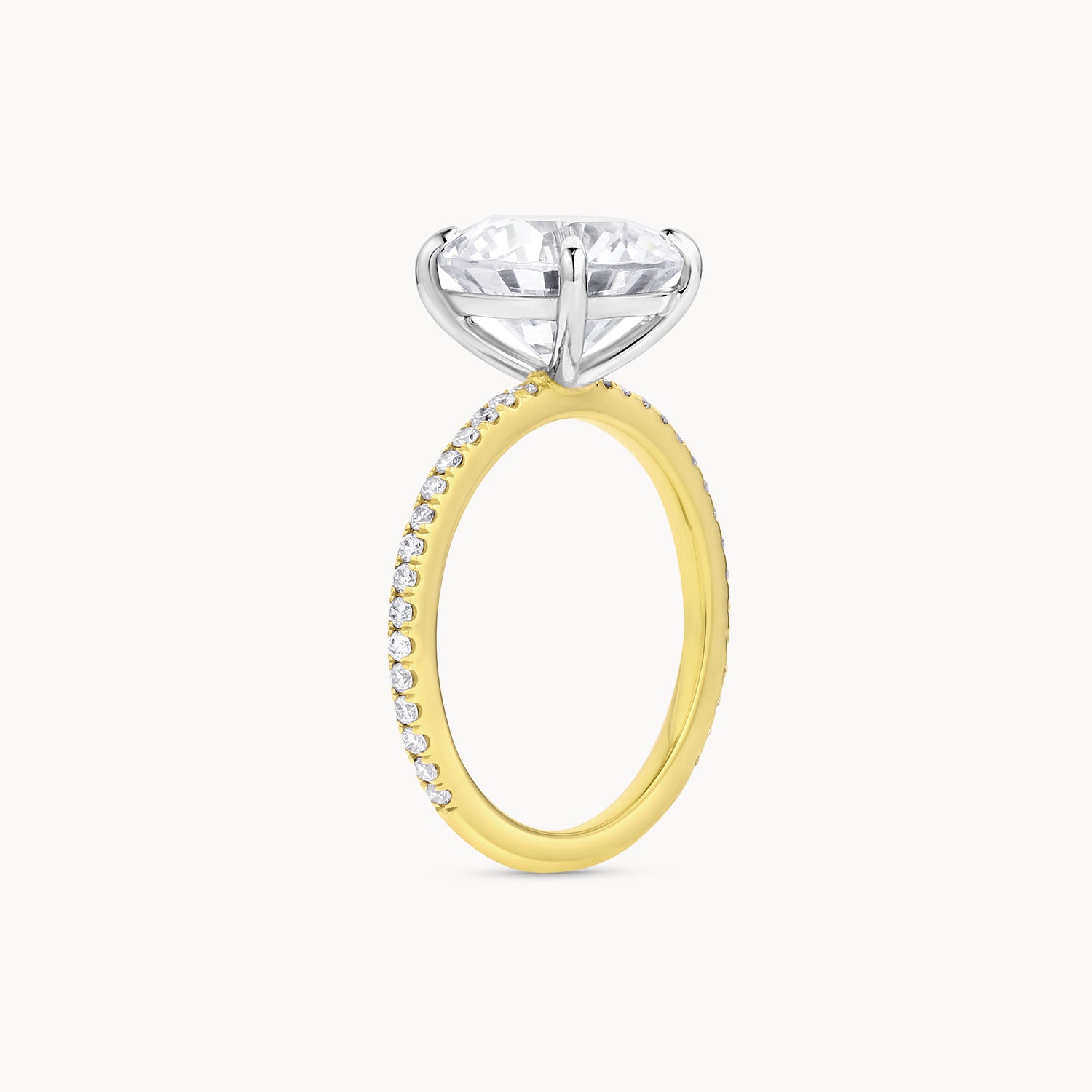 Two Tone Round Brilliant Pavé Diamond Engagement Ring
