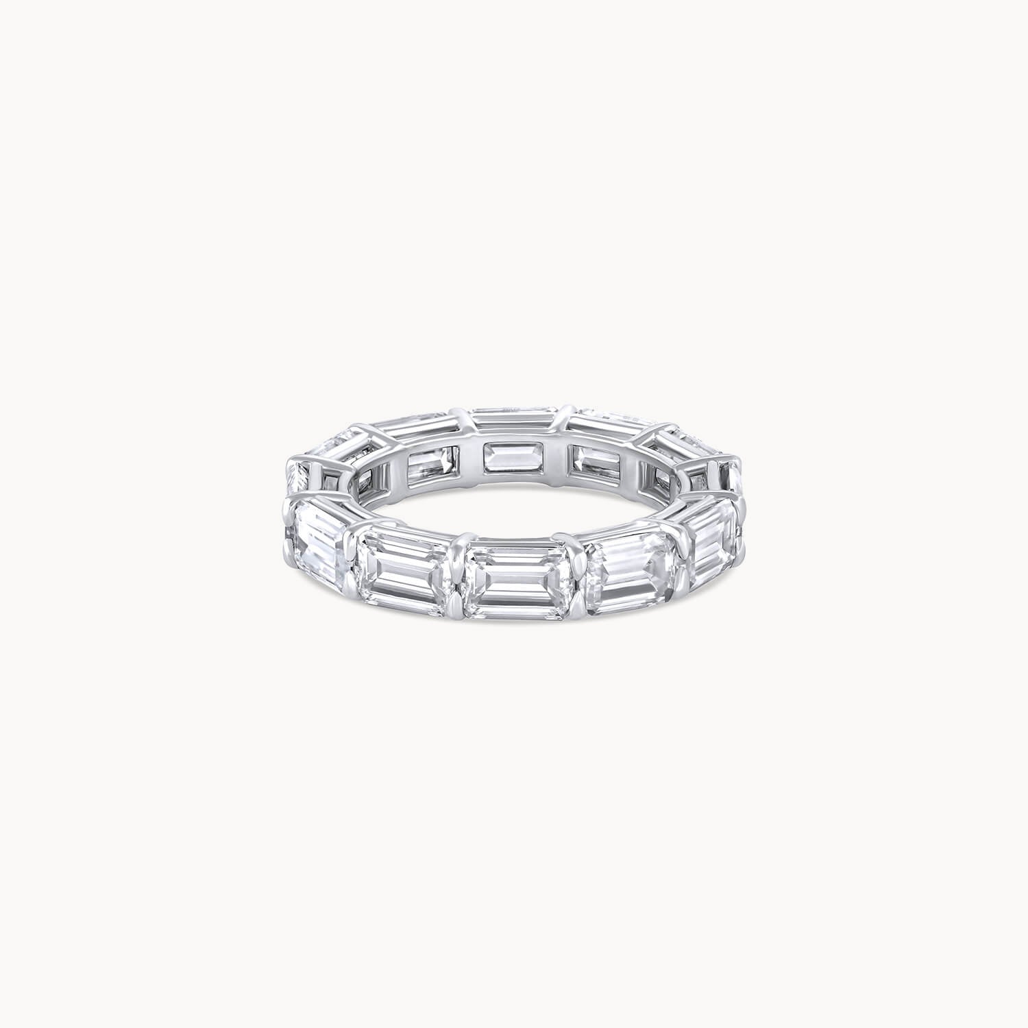 Large Horizontal Emerald Cut Diamond Eternity Band