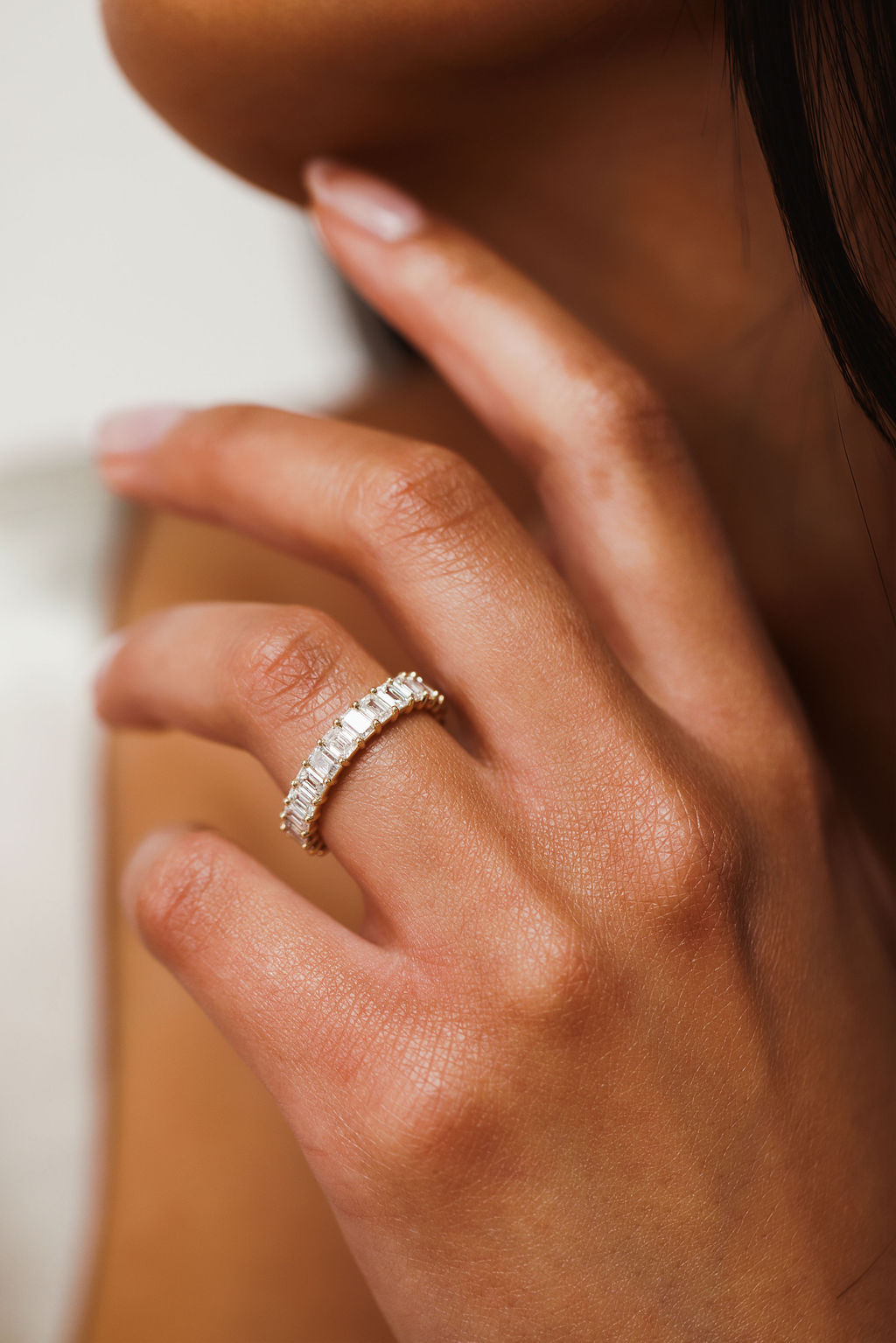 Midsize Emerald Cut Diamond Eternity Band