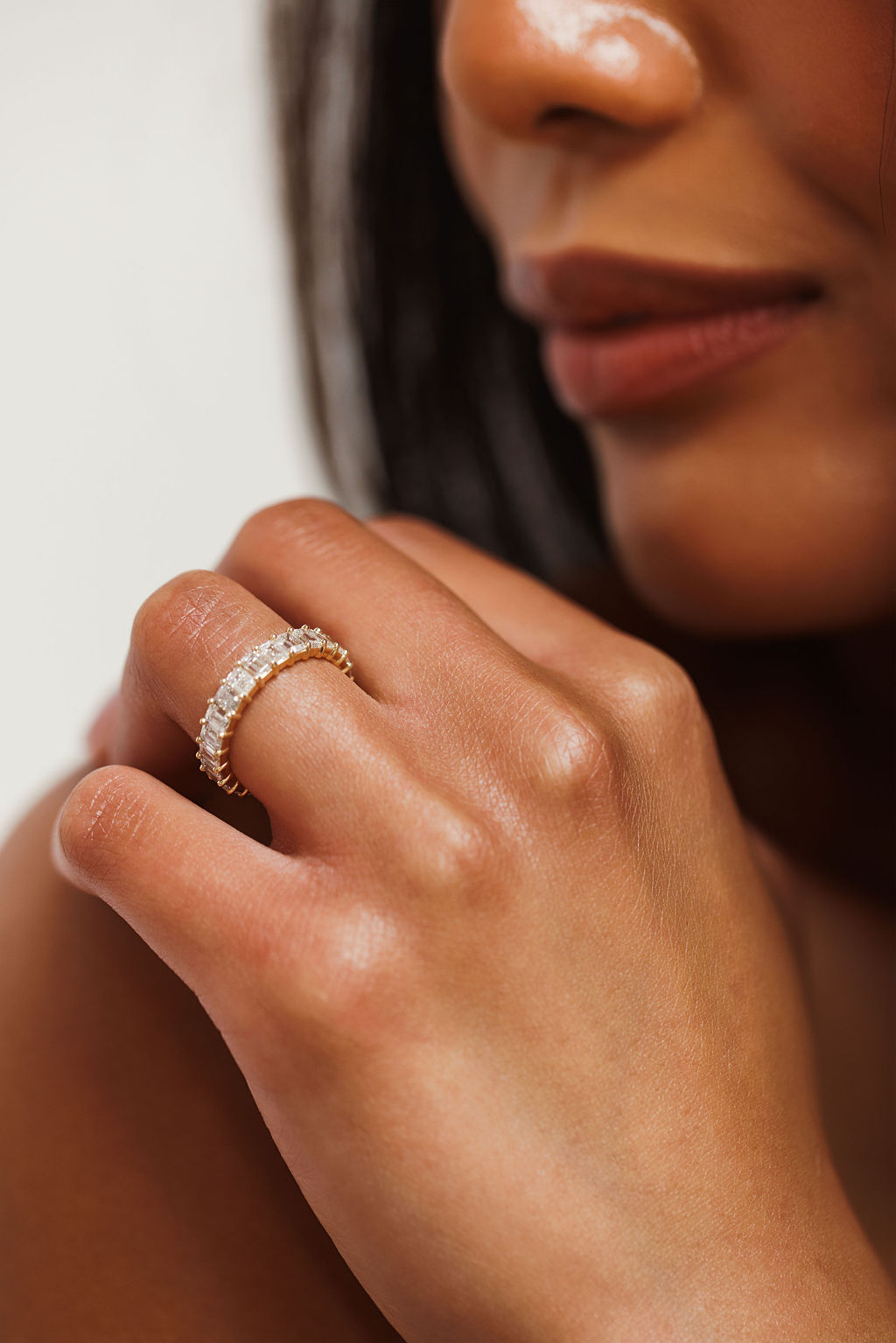 Midsize Emerald Cut Diamond Eternity Band